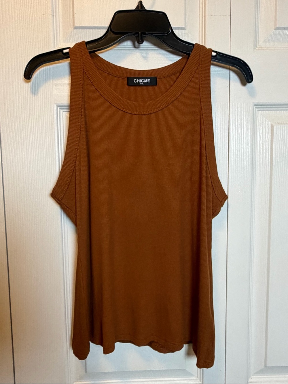 CHICME Brown Ribbed Tank Top XXL Sleeveless Stretch Knit NWOT
